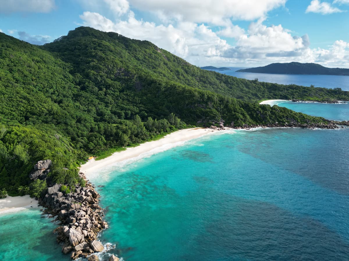 Scenic view of La Digue